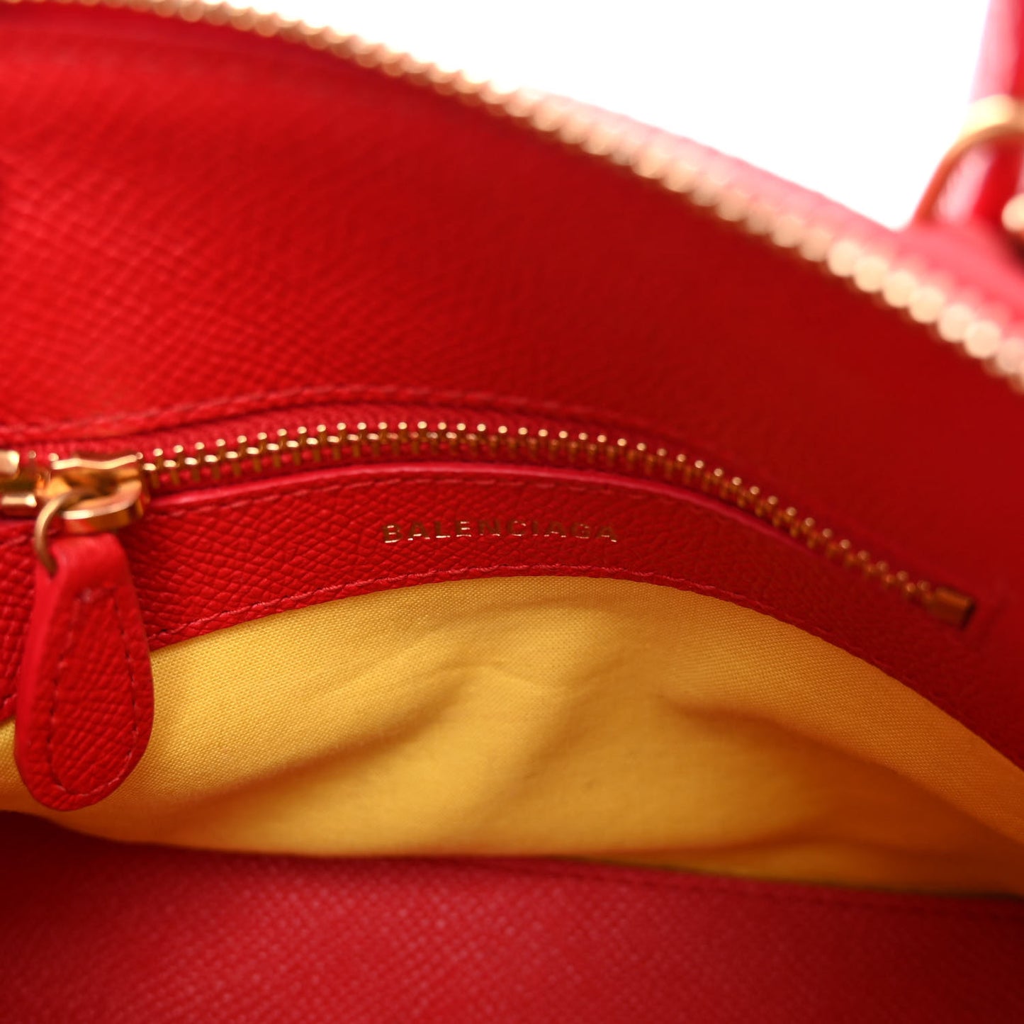 Signature Grained Calfskin Logo XXS Ville Top Handle Bag Rouge Coquelicot Black