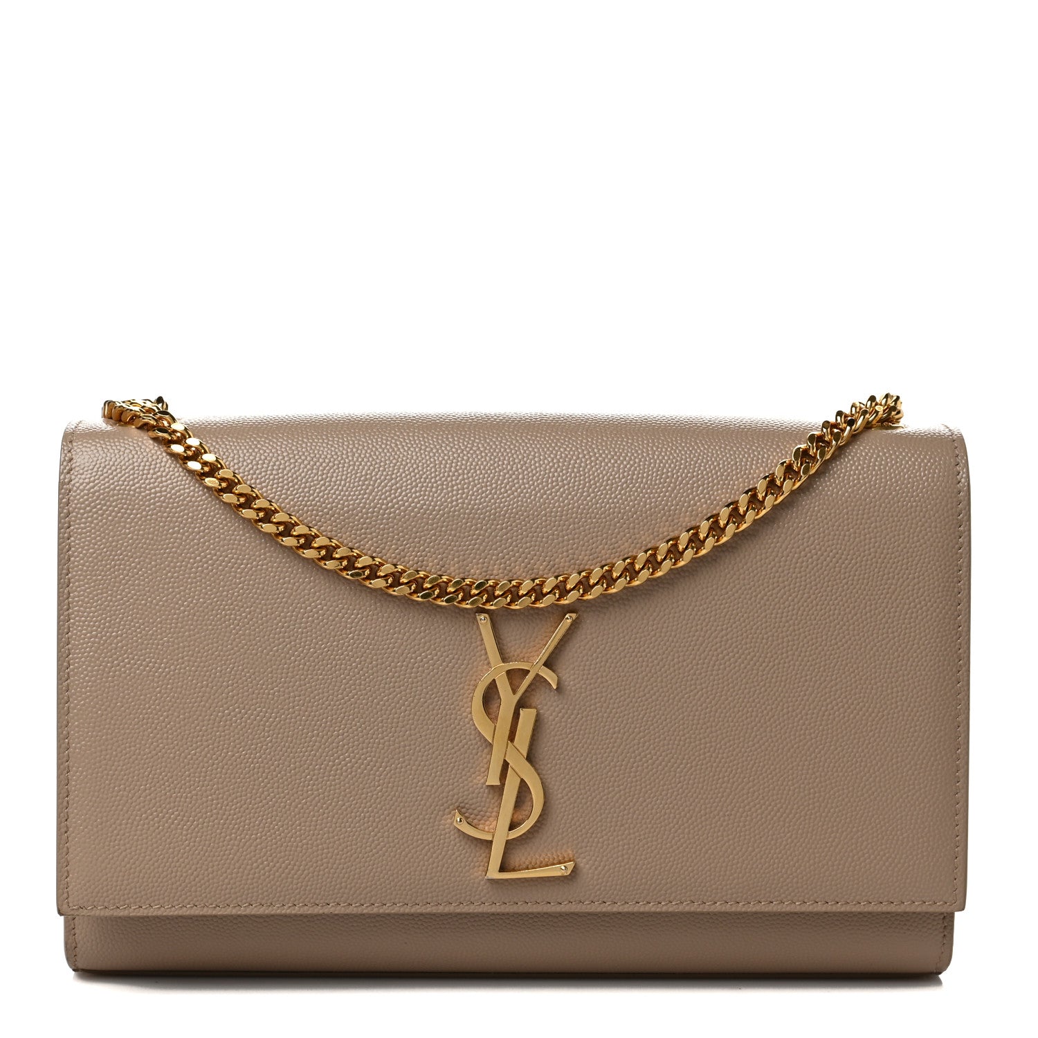 Saint Laurent Grain De Poudre Medium Monogram Kate Satchel Dark Beige 1 of 10