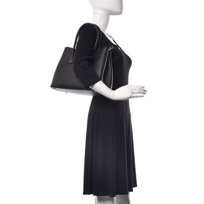 Prada Saffiano Cuir Small Double Bag Black Mughetto 2 of 9