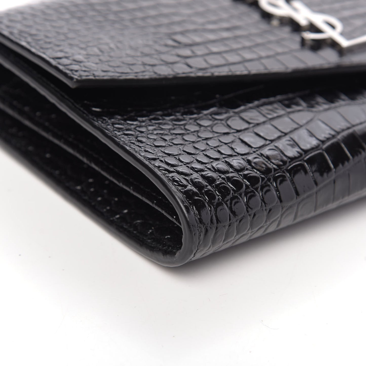 Calfskin Crocodile Embossed Monogram Uptown Crossbody Black