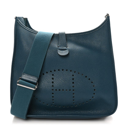 Hermes Taurillon Clemence EVELYNE III GM Vert Bosphore 1 of 10