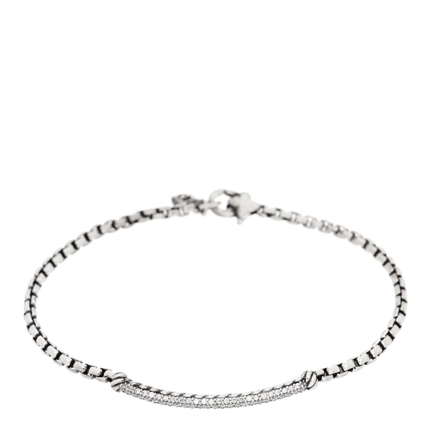 Sterling Silver Diamond Petite Pave Metro Bar Bracelet