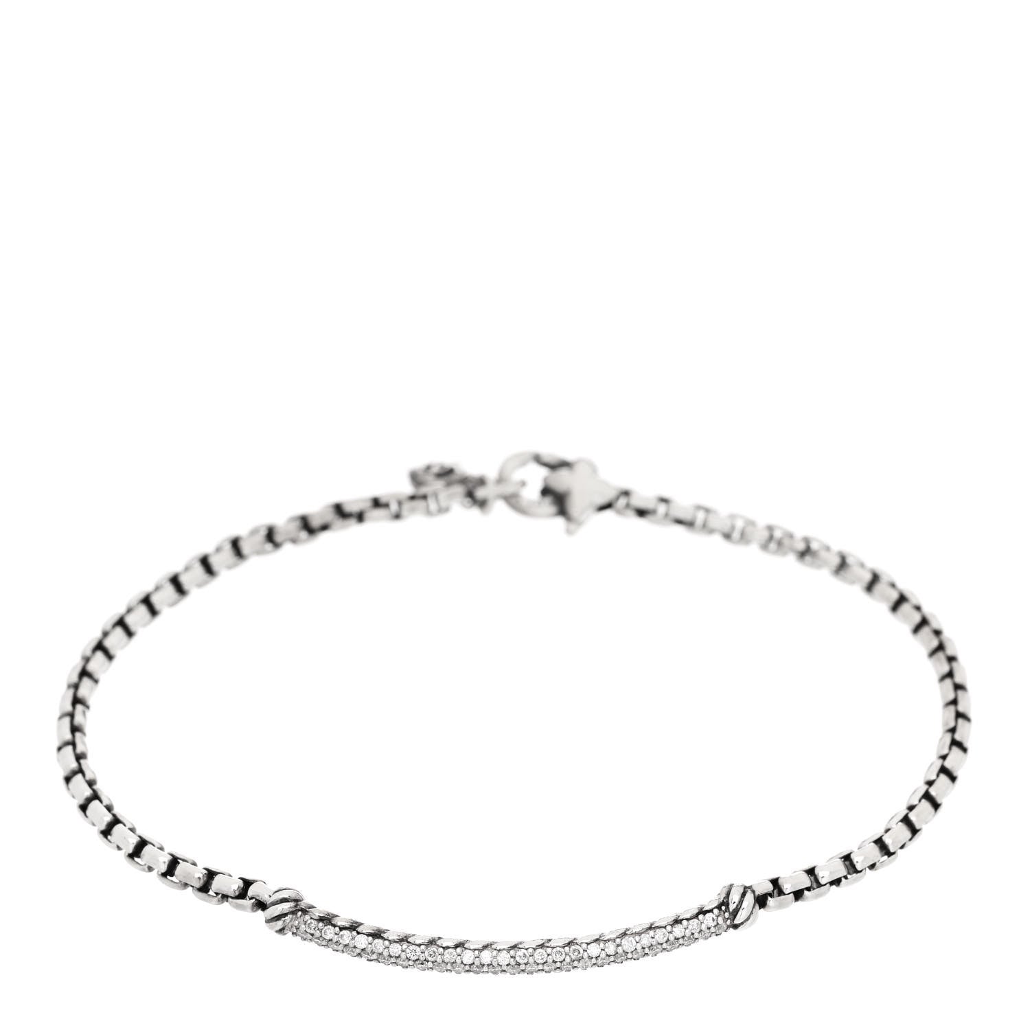 David Yurman Sterling Silver Diamond Petite Pave Metro Bar Bracelet 1 of 4