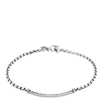 David Yurman Sterling Silver Diamond Petite Pave Metro Bar Bracelet 1 of 4