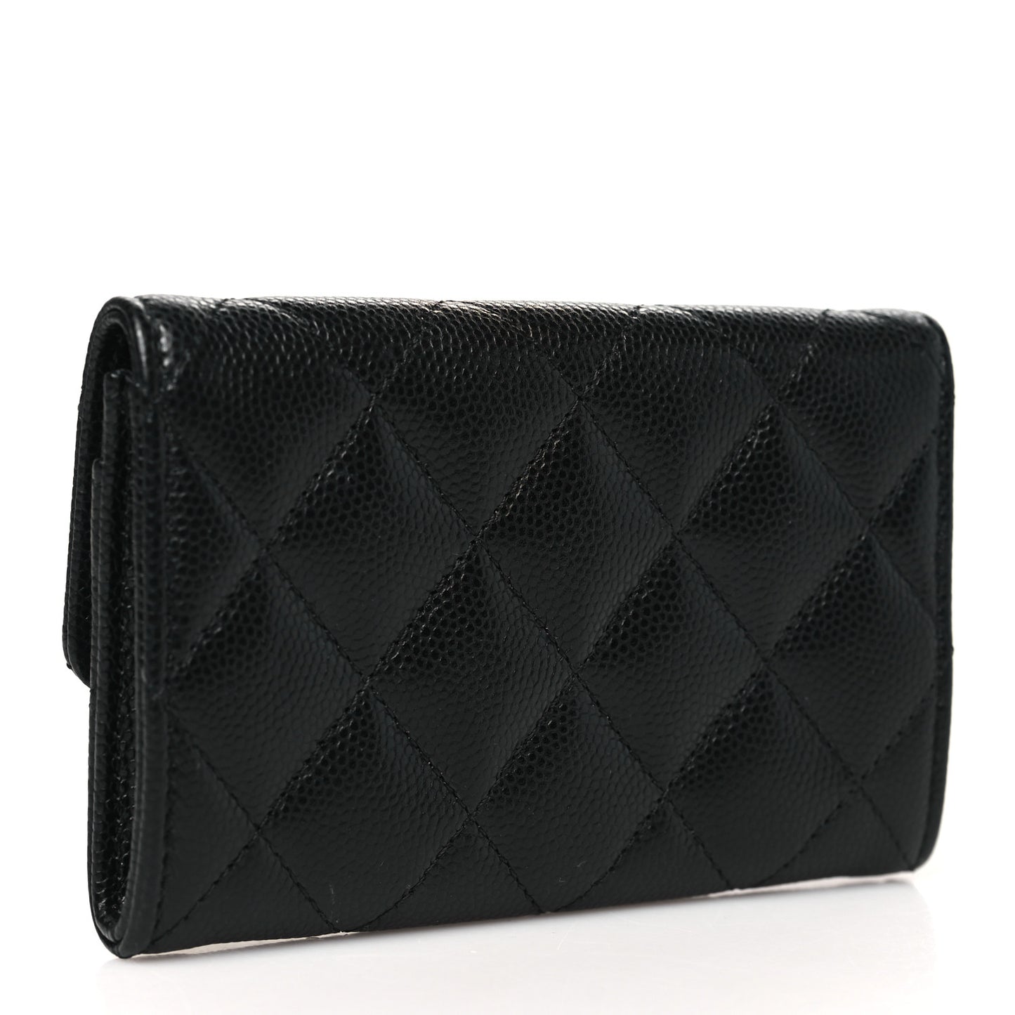 Caviar Quilted Textured CC Flap Card Holder Black