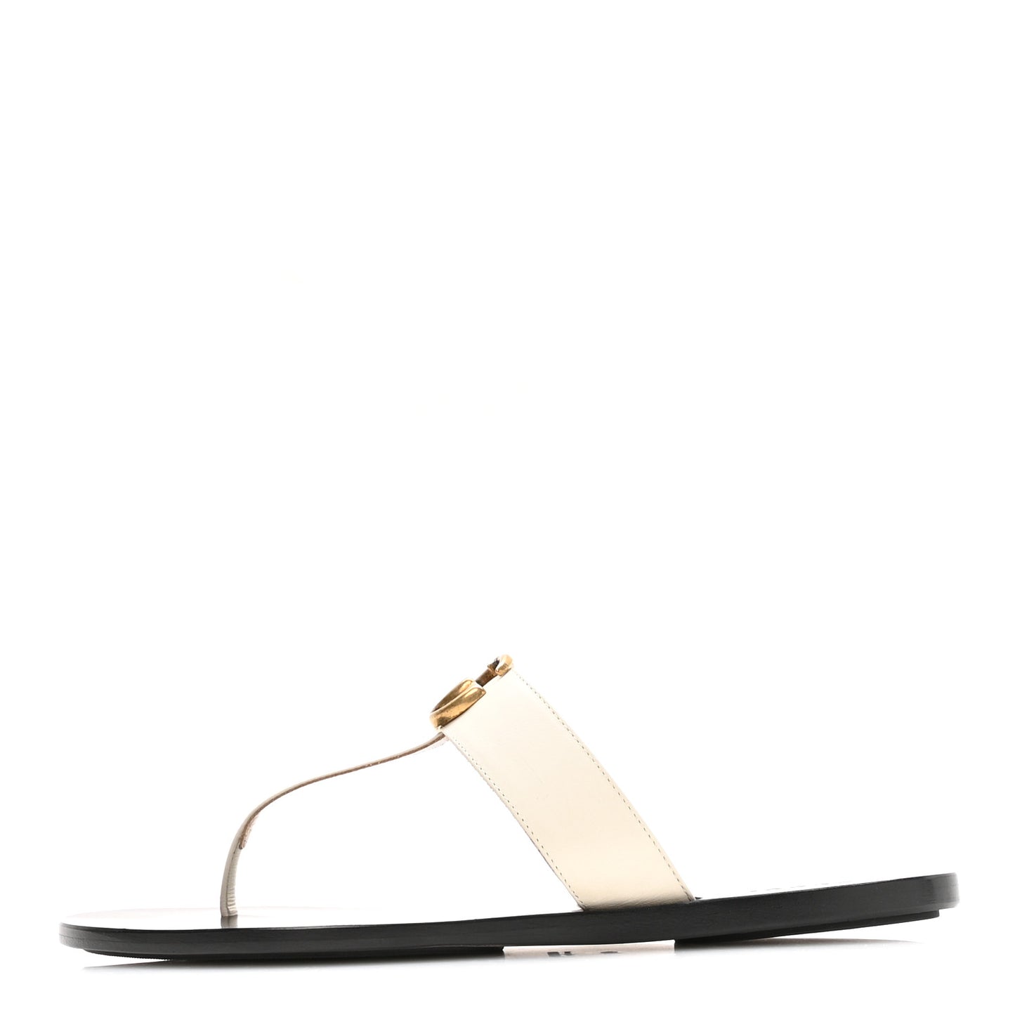 Calfskin GG Marmont Thong Sandals 40 Mystic White