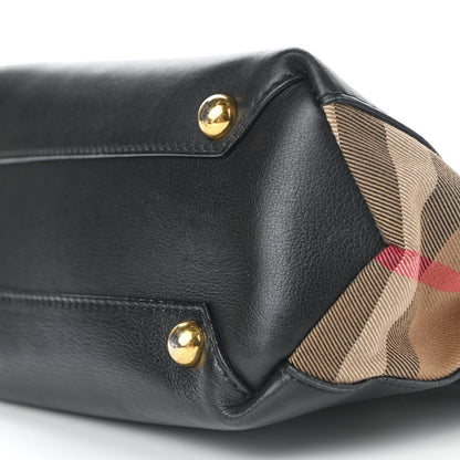 Burberry Calfskin House Check Small Banner Tote Black 10 of 12