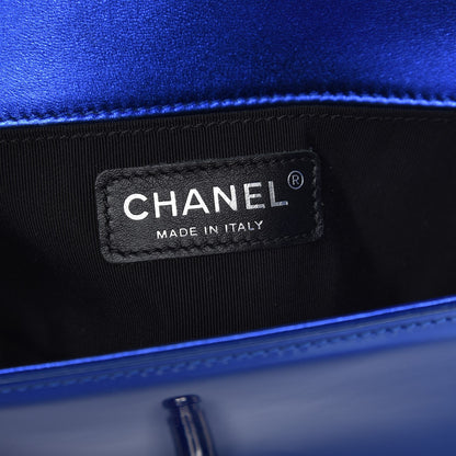Chanel Metallic Patent Calfskin Quilted Small Boy Flap Blue 6 of 10