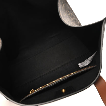 Burberry E-Canvas Monogram Stripe Book Tote Black Bridle Brown 5 of 9