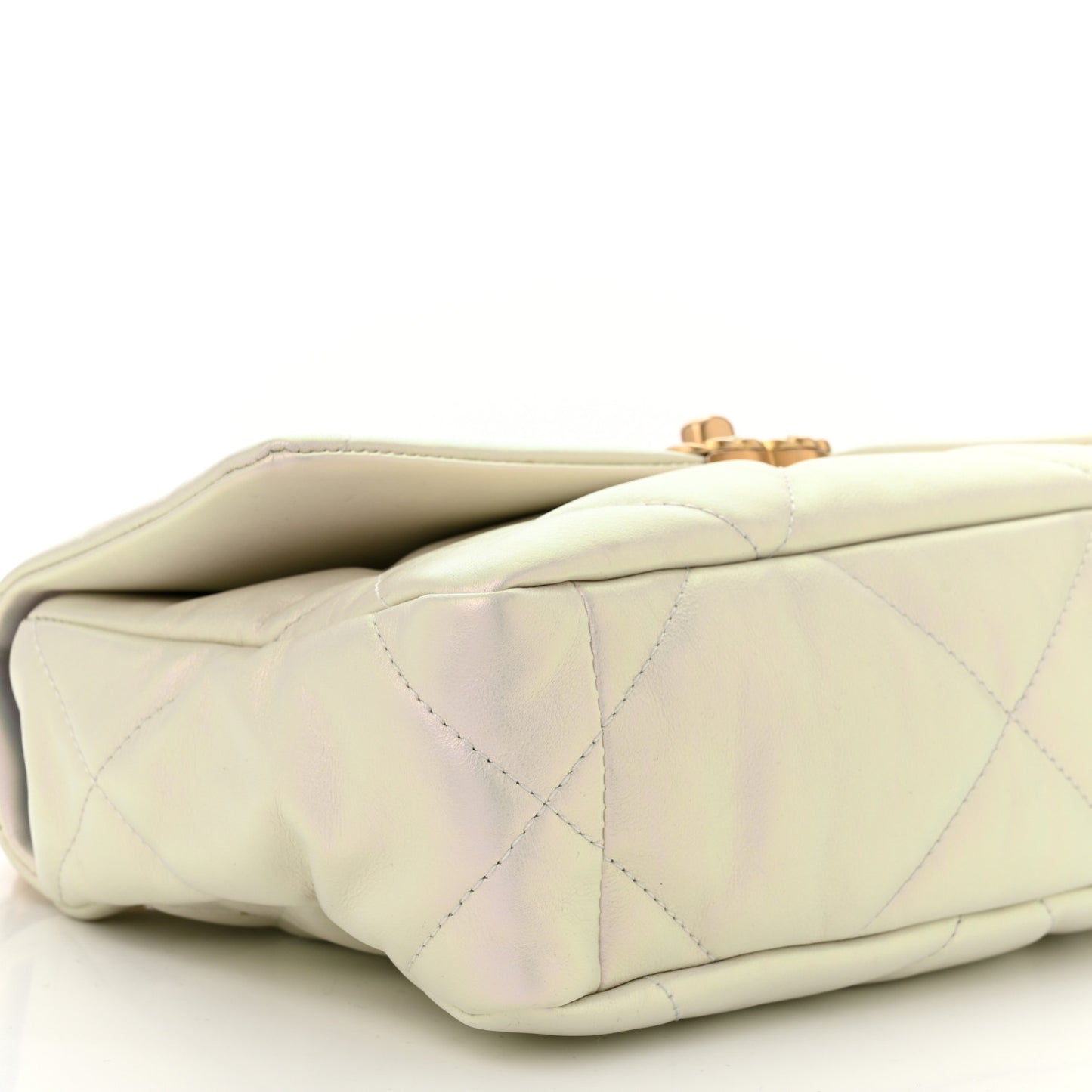 Iridescent Calfskin Quilted Medium Chanel 19 Flap White