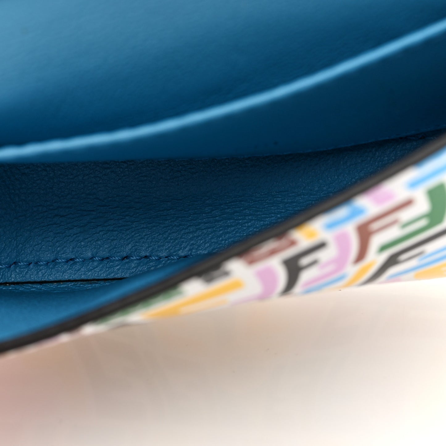 X SARAH COLEMAN Vitello Liberty Ceylon Micro FF Fish Eye Embossed Nano Baguette Charm Multicolor Cyber Blue