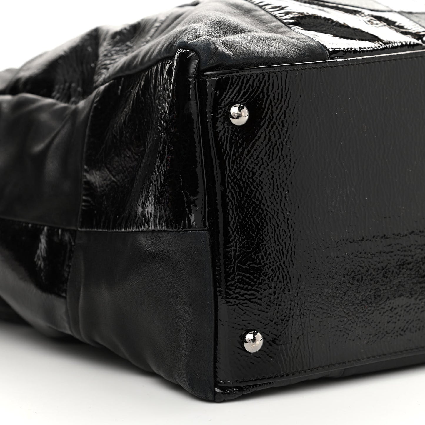 Lambskin Patent Calfskin Brooklyn Patchwork Hobo Black