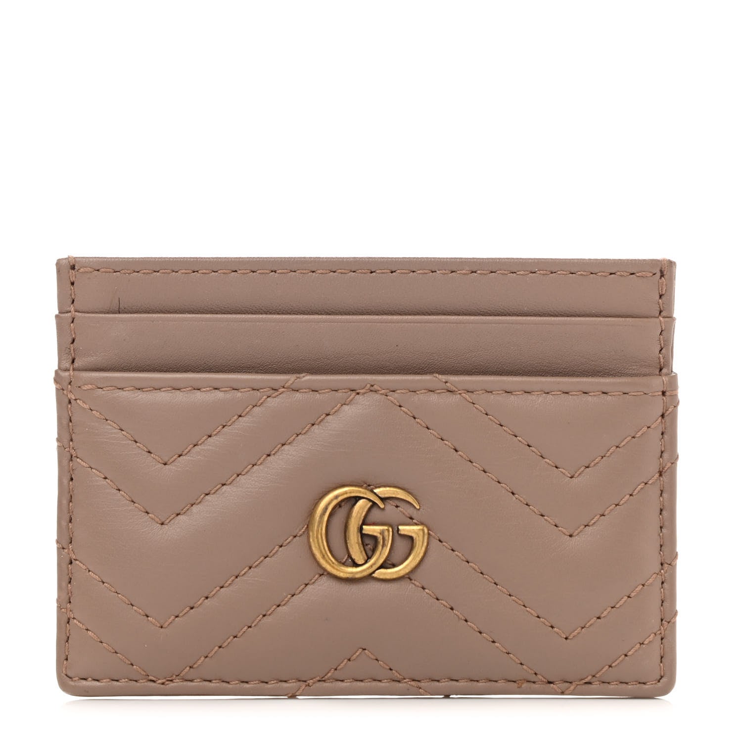 Gucci Calfskin Matelasse GG Marmont Card Holder Porcelain Rose 1 of 6