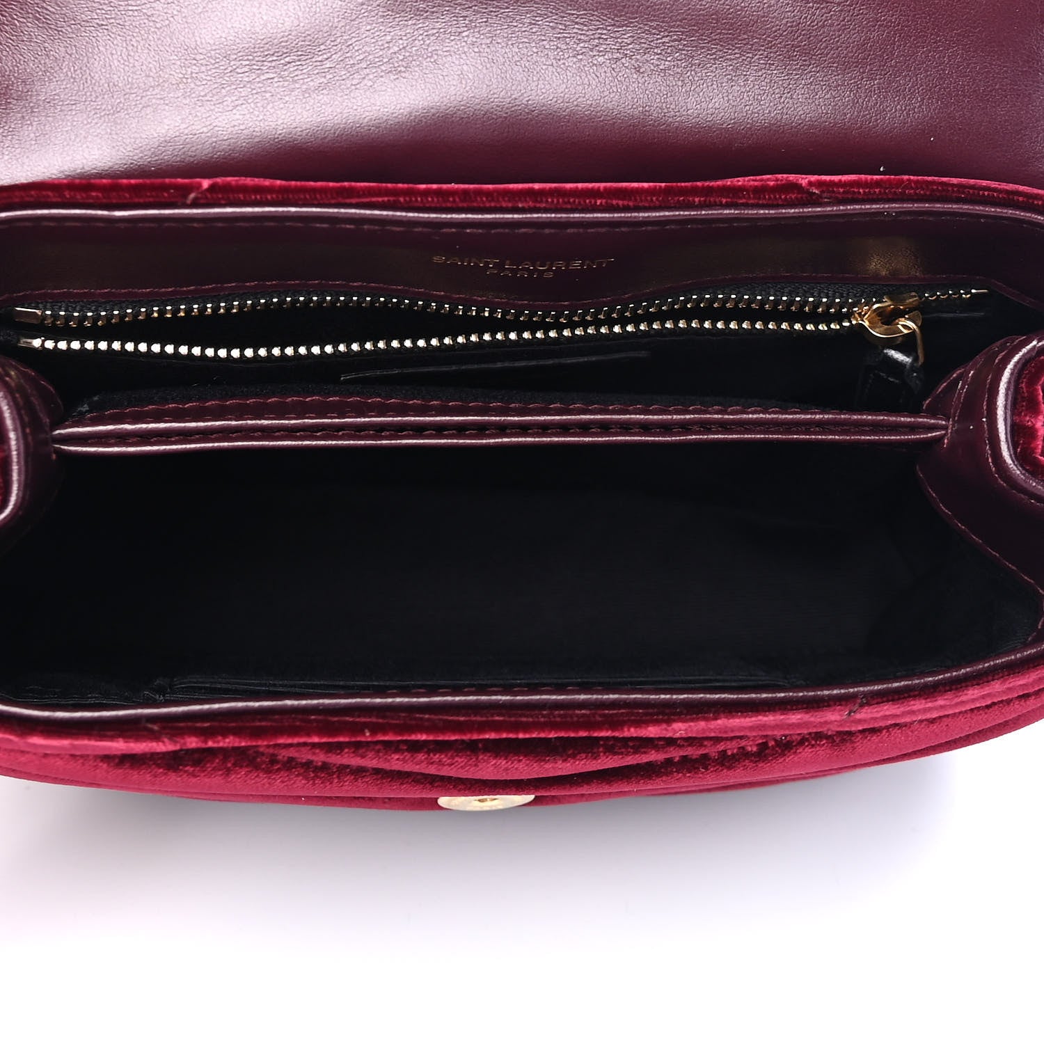 Saint Laurent Velvet Y Quilted Monogram Toy Loulou Crossbody Bag French Burgundy 4 of 4