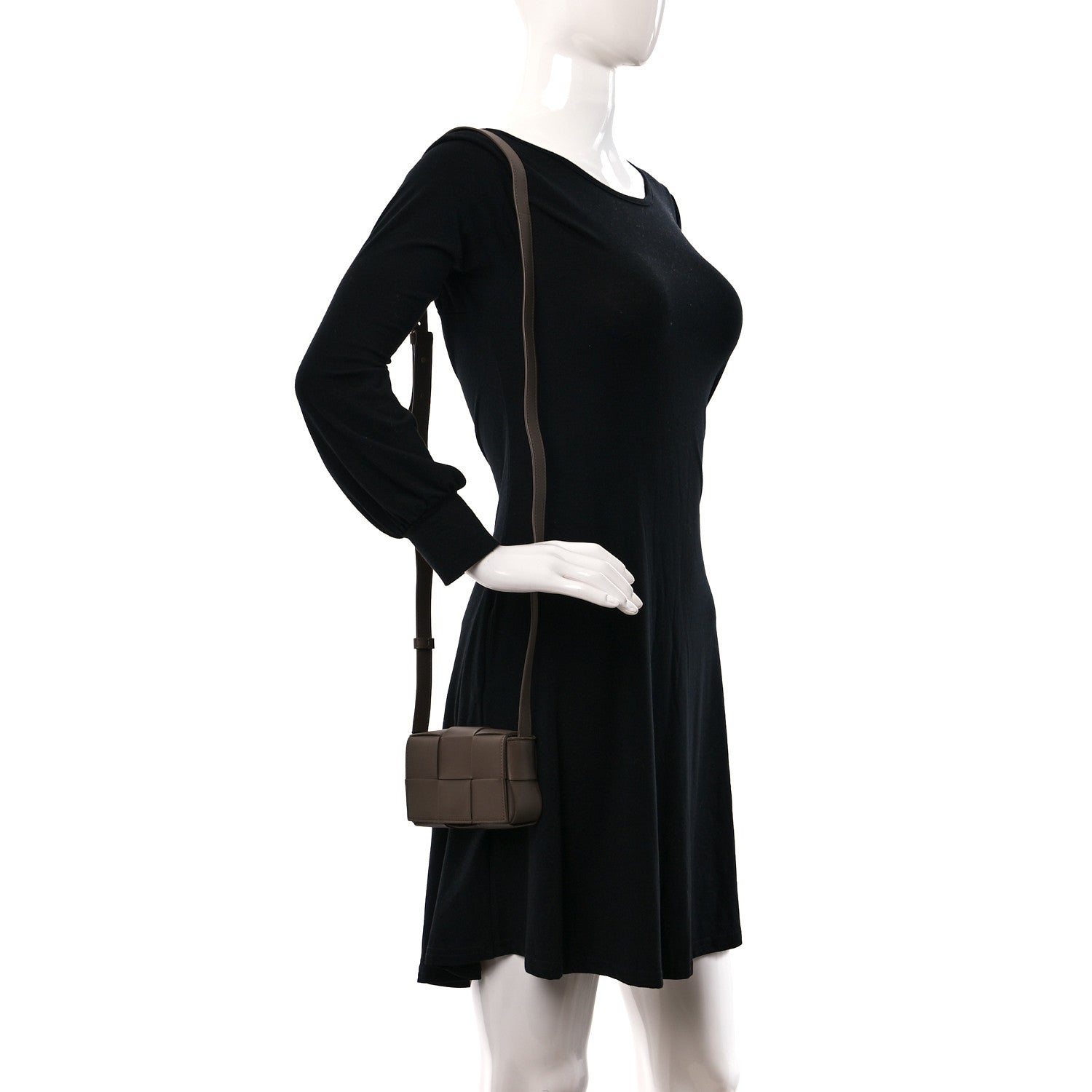 Bottega Veneta Lambskin Maxi Intreccio Candy Cassette Crossbody Bag Taupe Grey 2 of 8
