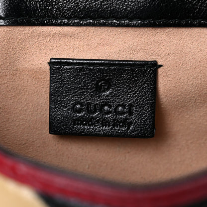 Gucci Vintage Effect Calfskin Matelasse Diagonal Striped Super Mini Torchon GG Marmont Shoulder Bag Black Beige 6 of 13