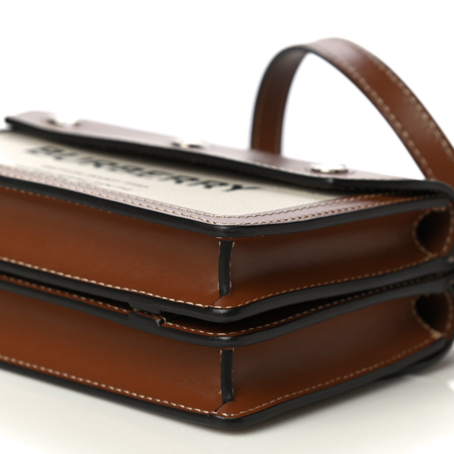 Burberry Smooth Calfskin Canvas Horseferry Print Mini Title Bag with Pocket Natural Malt Brown 10 of 10