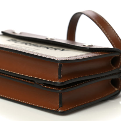 Burberry Smooth Calfskin Canvas Horseferry Print Mini Title Bag with Pocket Natural Malt Brown 10 of 10