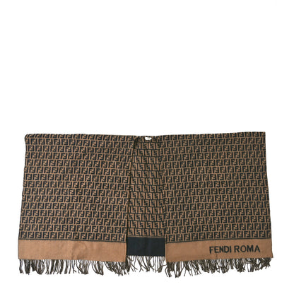 Fendi Wool Cashmere FF Print Poncho Tobacco  Black 1 of 3