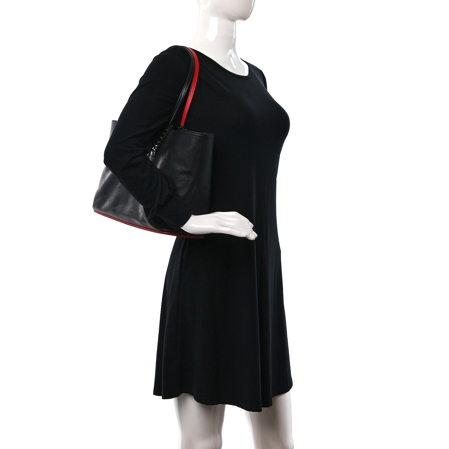 Christian Louboutin Calfskin Spikes East West Cabata Tote Black 2 of 12