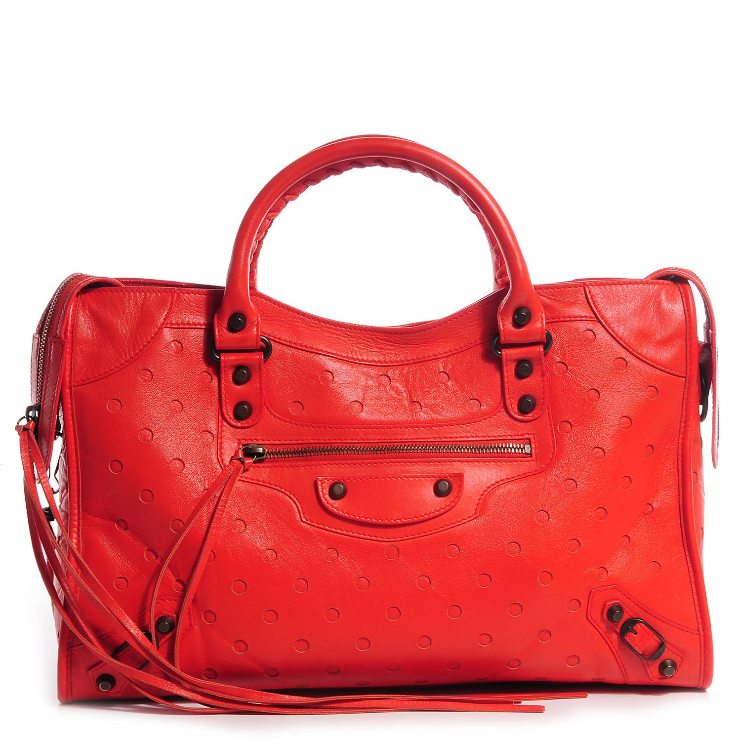 Balenciaga Perforated Lambskin Polka Dots City Orange Sanguine 1 of 13