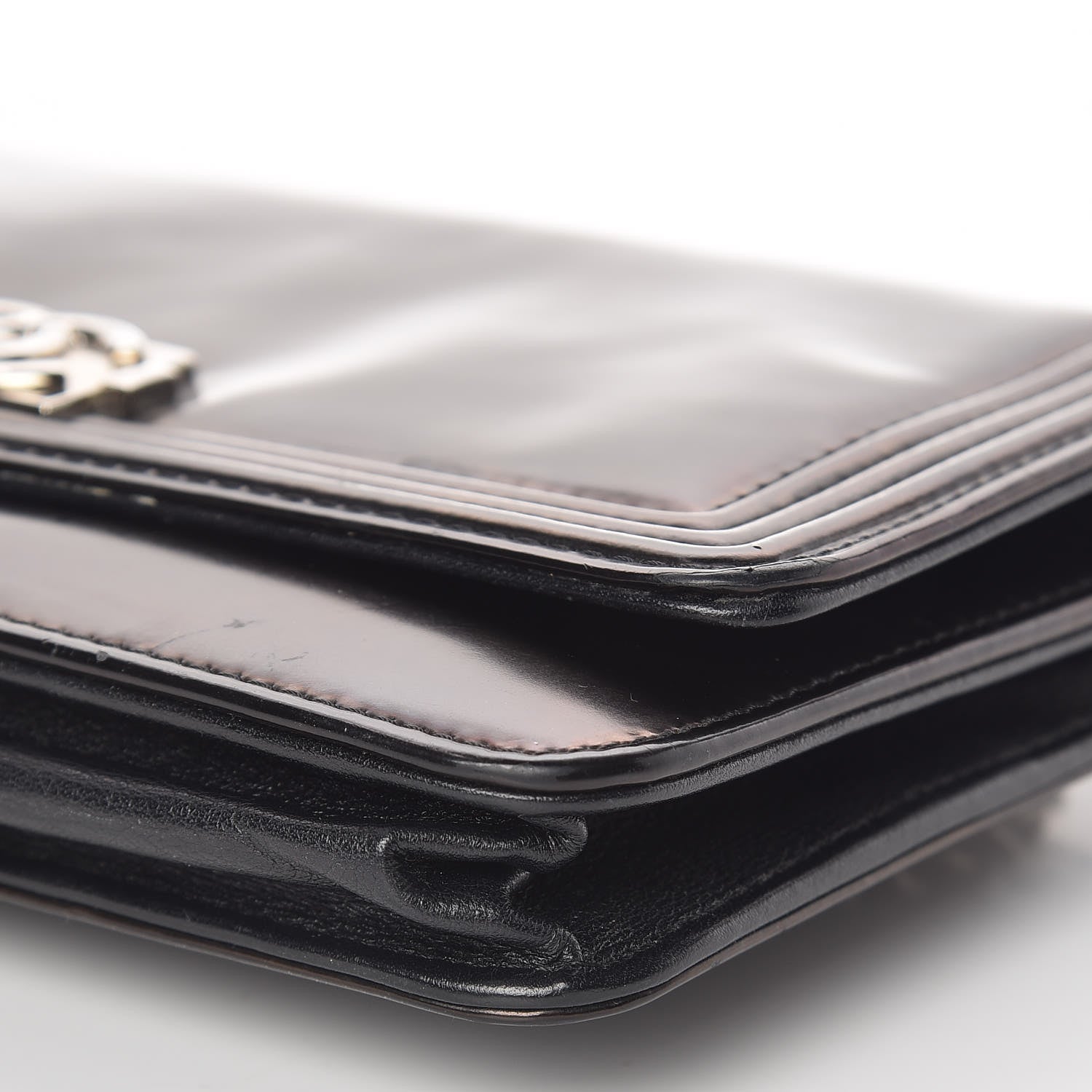 Chanel Glazed Calfskin Boy Wallet On Chain WOC Black 10 of 18
