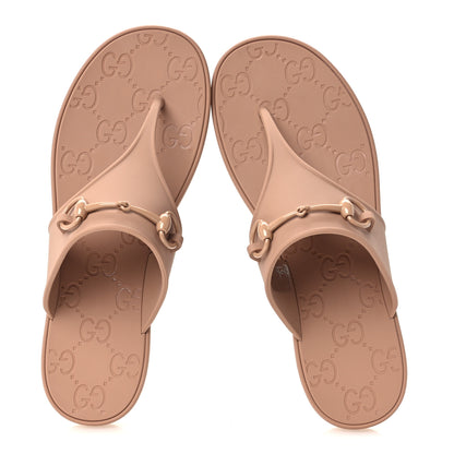 Gucci Rubber Womens Horsebit Thong Sandals 41 Vintage Camel 2 of 9