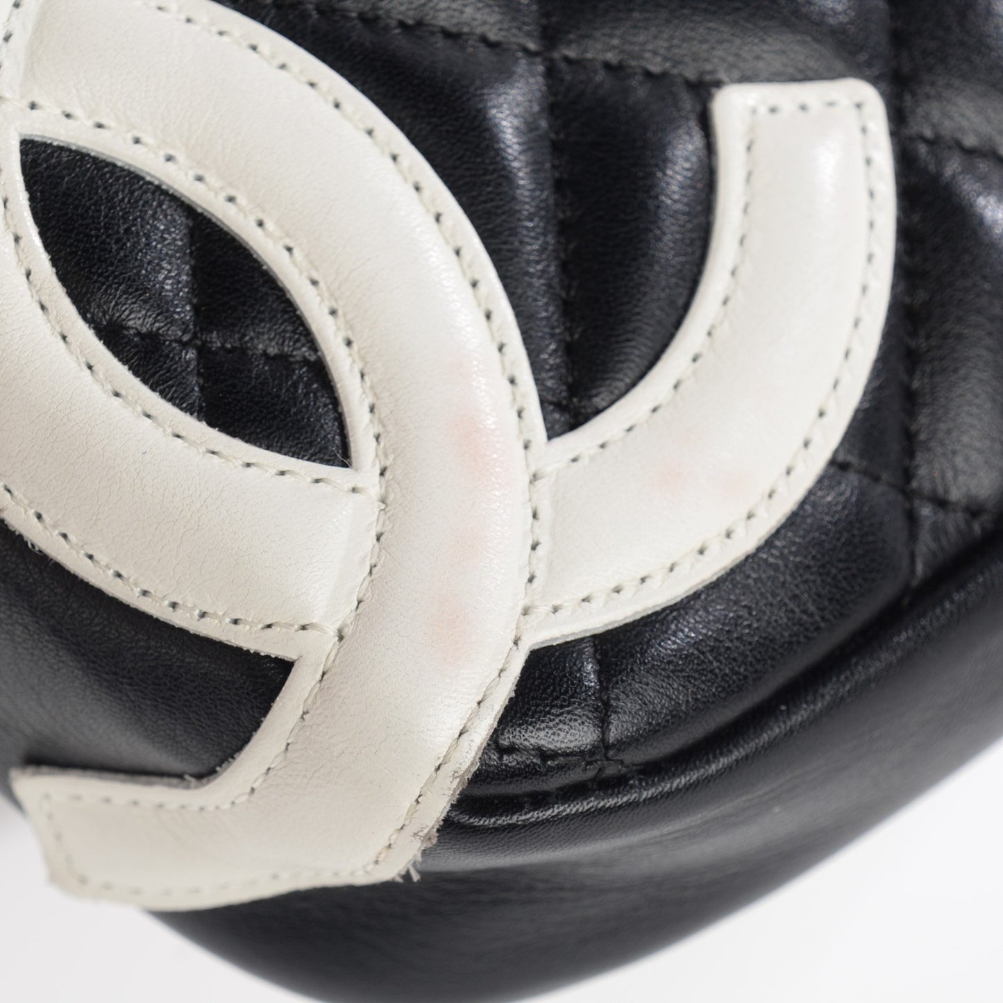 Calfskin Quilted Cambon Pochette Black White
