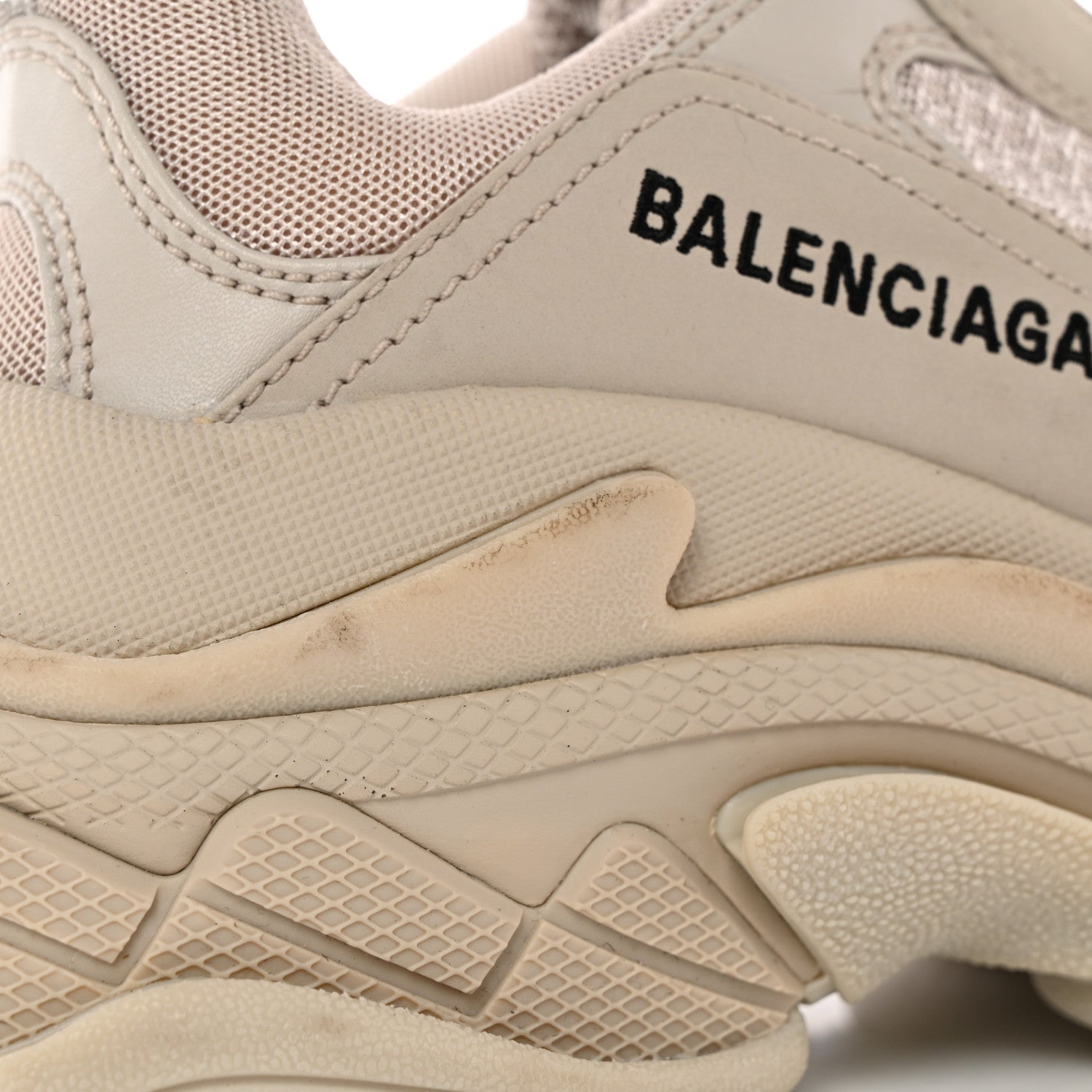 Balenciaga Fabric Mesh Womens Triple S Sneakers 38 Beige 9 of 10