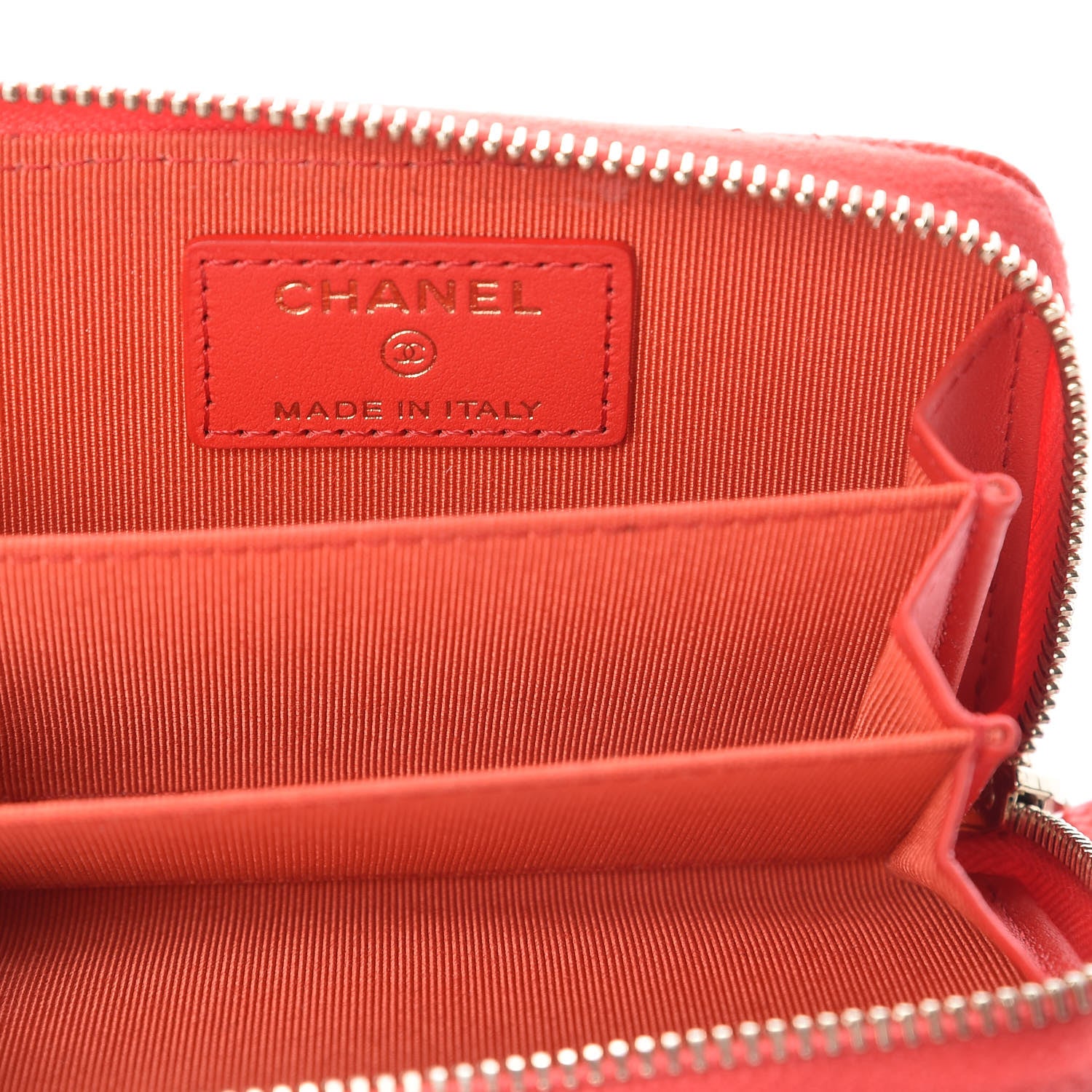 Chanel Caviar Quilted Zip Coin Purse Red 6 of 10