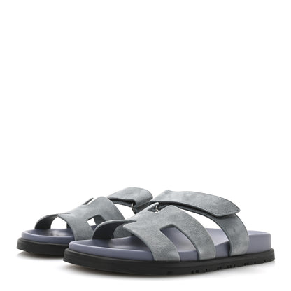 Hermes Suede Goatskin Womens Chypre Sandals 40 Vert D'Eau 4 of 9