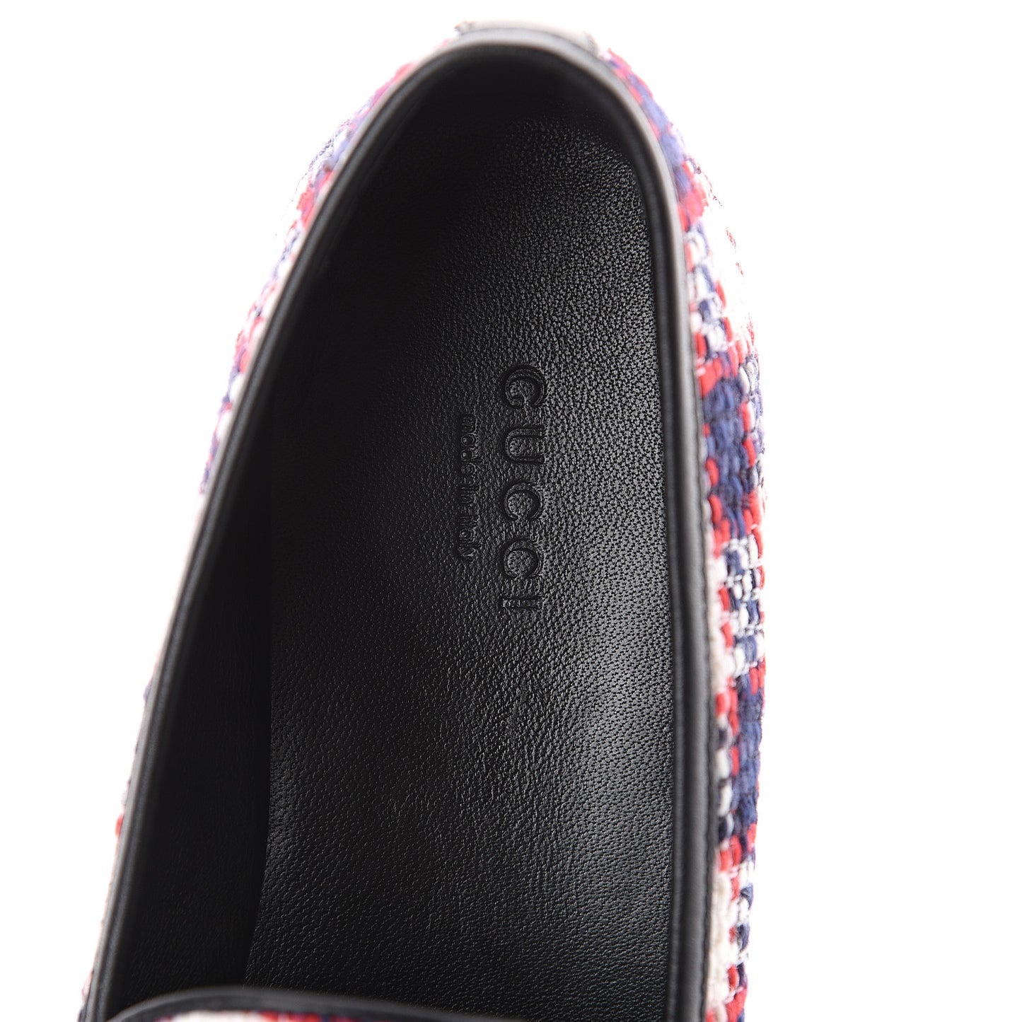 Vintage Tweed Check Horsebit Womens Jordaan Loafers 37 White Hibiscus Red Marine