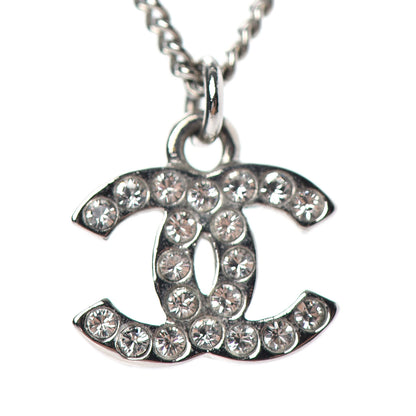 Chanel Crystal Timeless CC Necklace Silver 4 of 5
