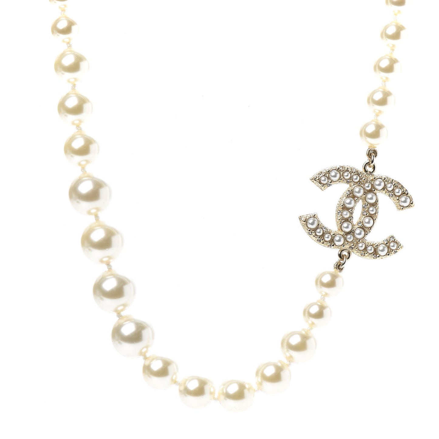 Pearl CC 100th Anniversary Necklace Light Gold