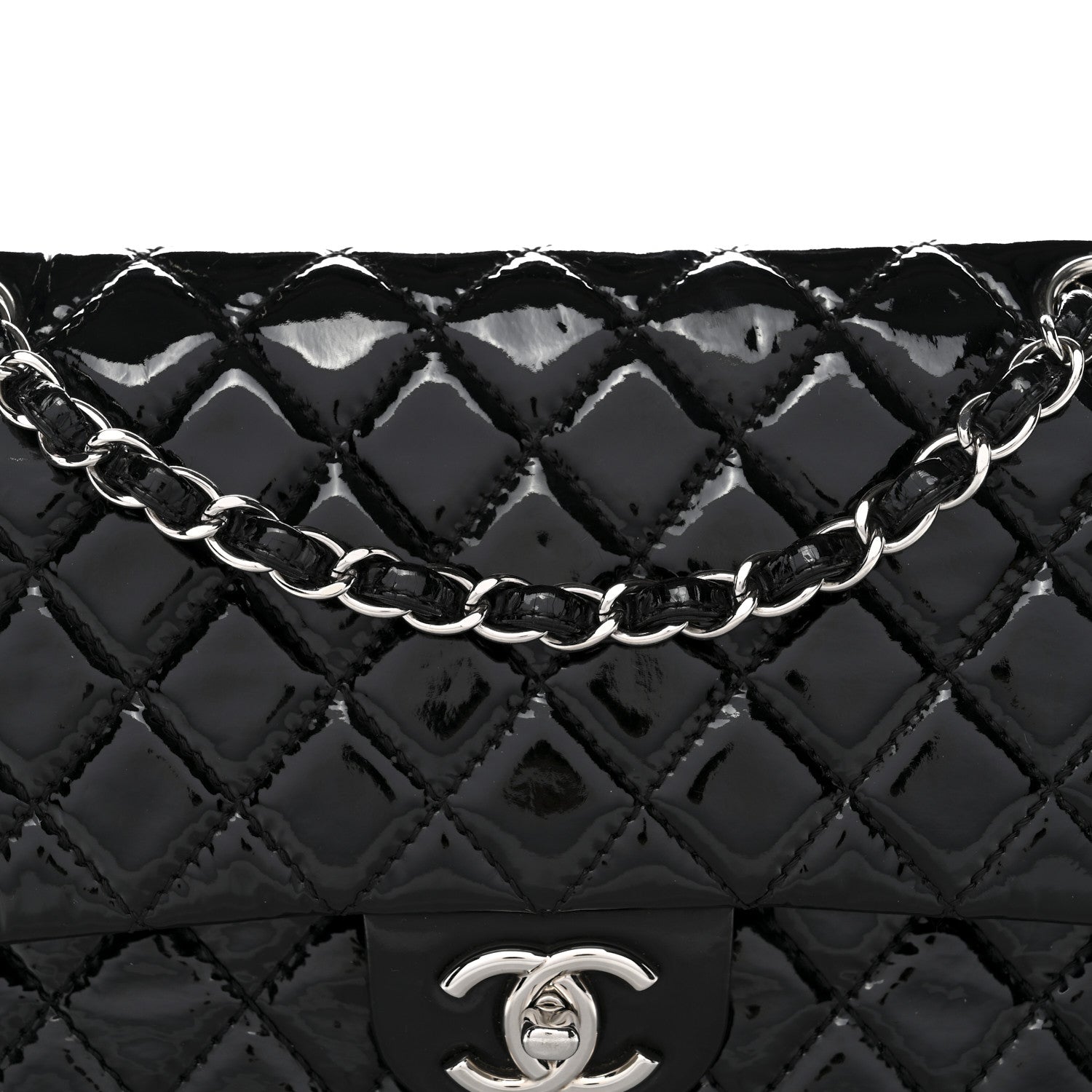 Chanel Patent Quilted Medium Double Flap Black 8 of 13