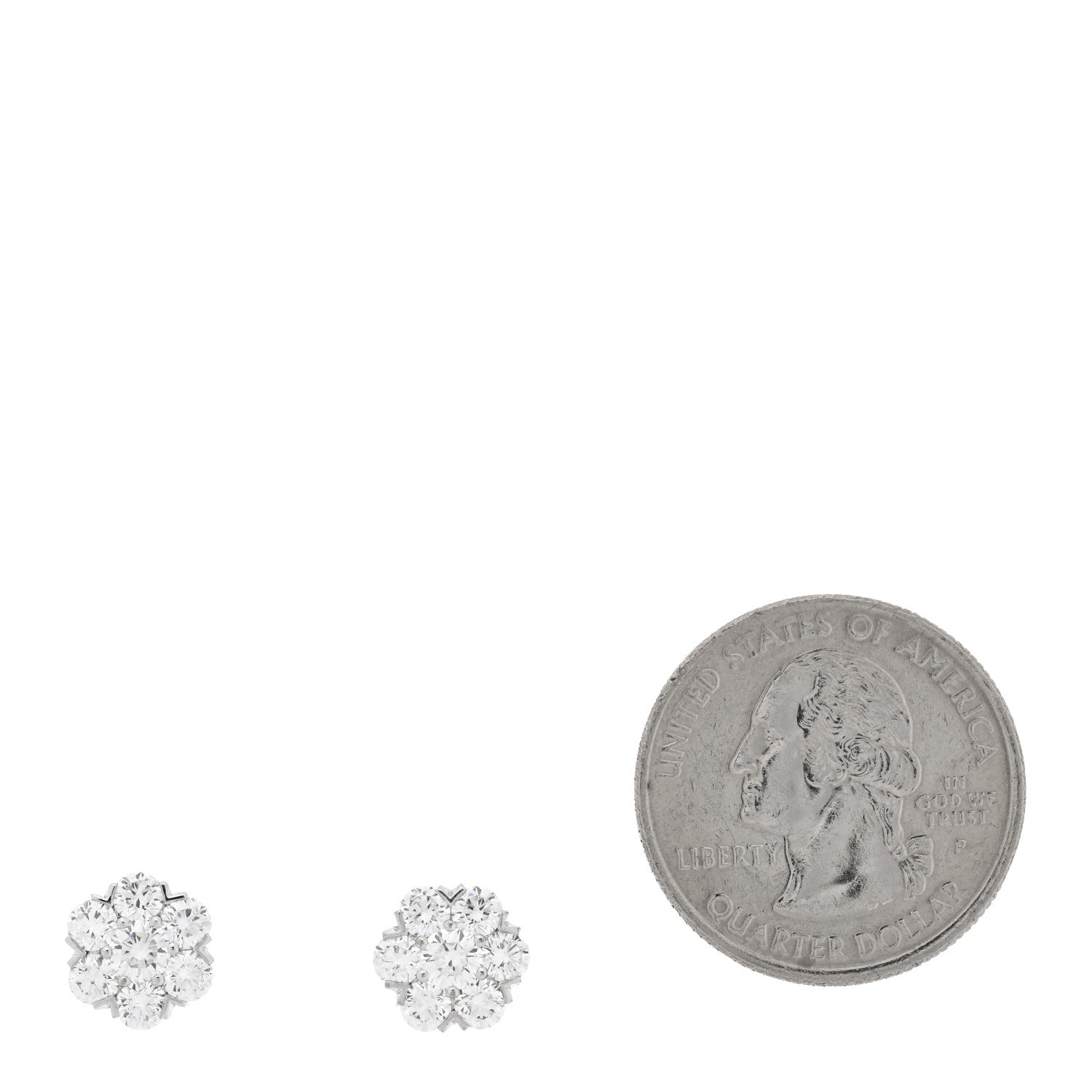 Van Cleef & Arpels 18K White Gold Diamond Large Fleurette Earrings 2 of 5