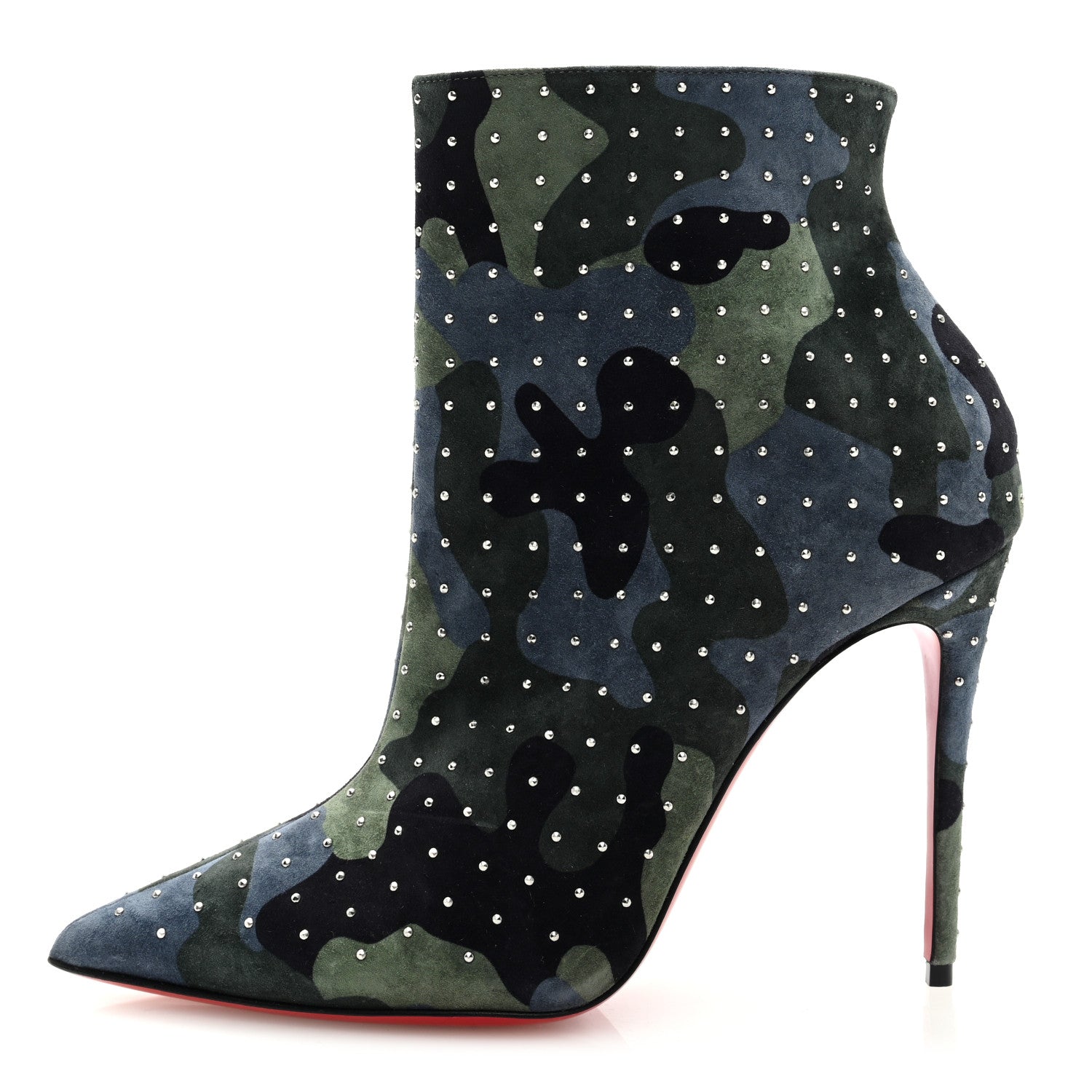 Christian Louboutin Veau Velours Camouflage So Kate Booty Plume 100 Ankle Boots 37 Multi Silver 1 of 7