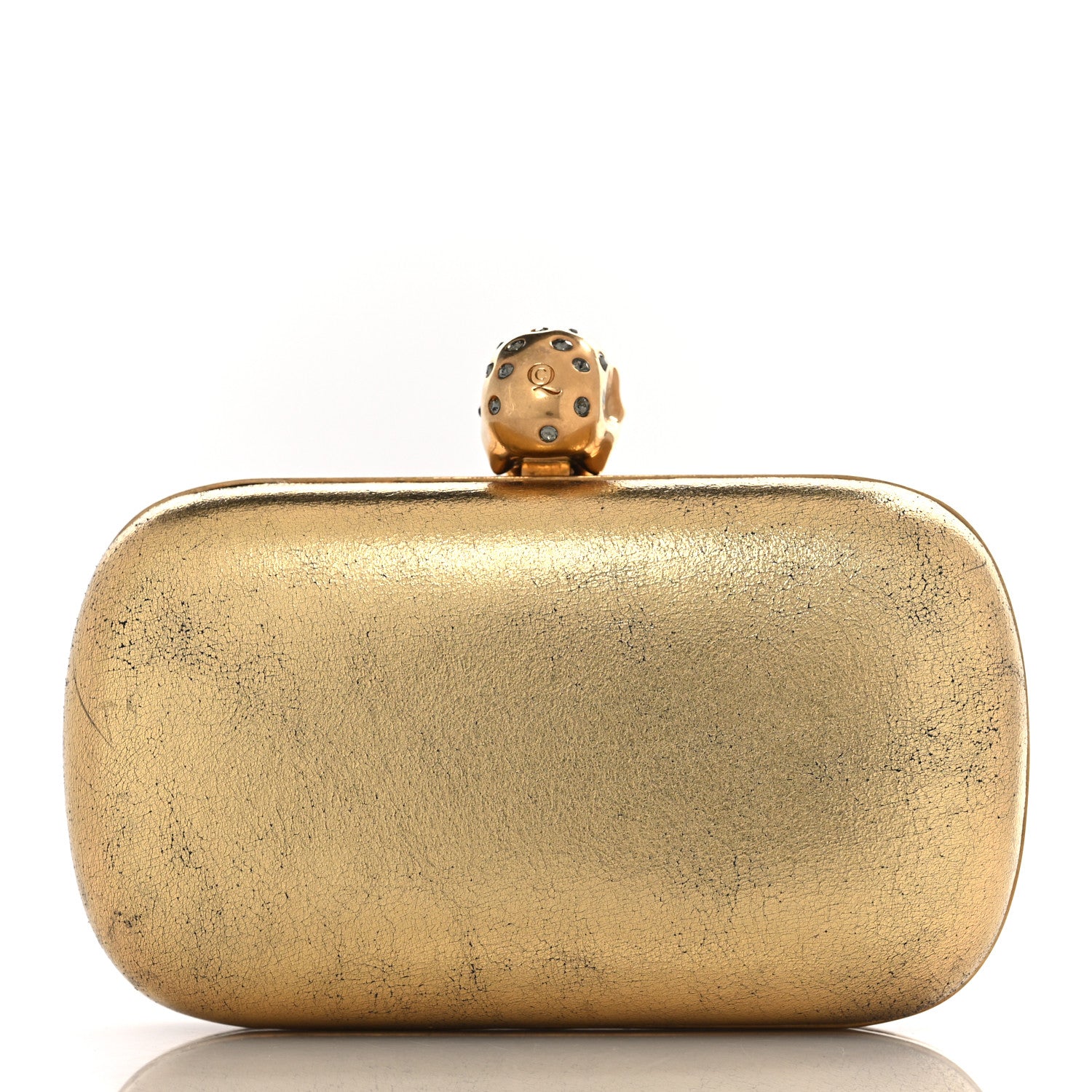 Alexander McQueen Metallic Nappa Skull Box Clutch Gold 10 of 10