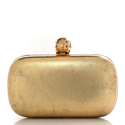 Alexander McQueen Metallic Nappa Skull Box Clutch Gold 10 of 10
