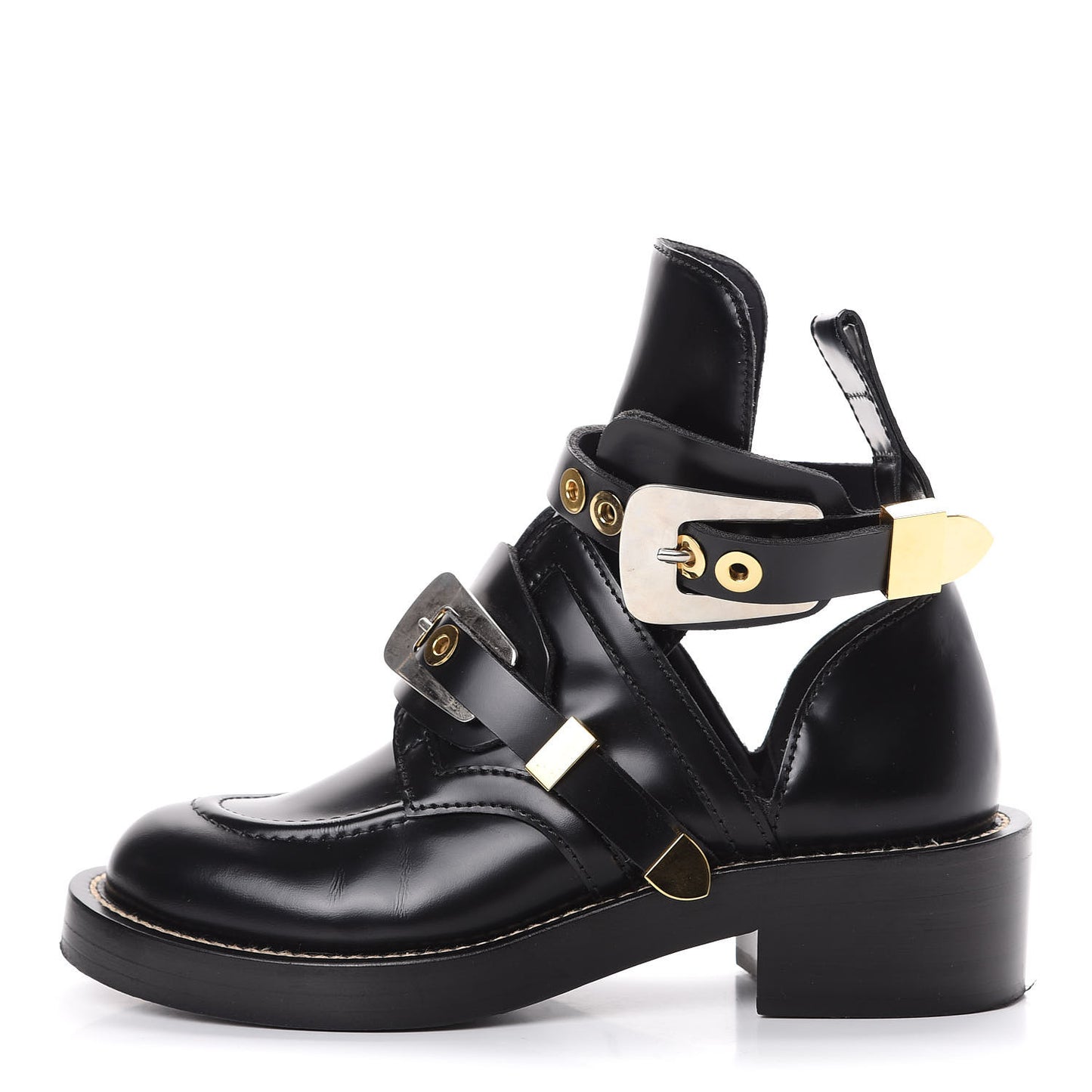 Brushed Calfskin Ceinture Ankle Boots 36 Black