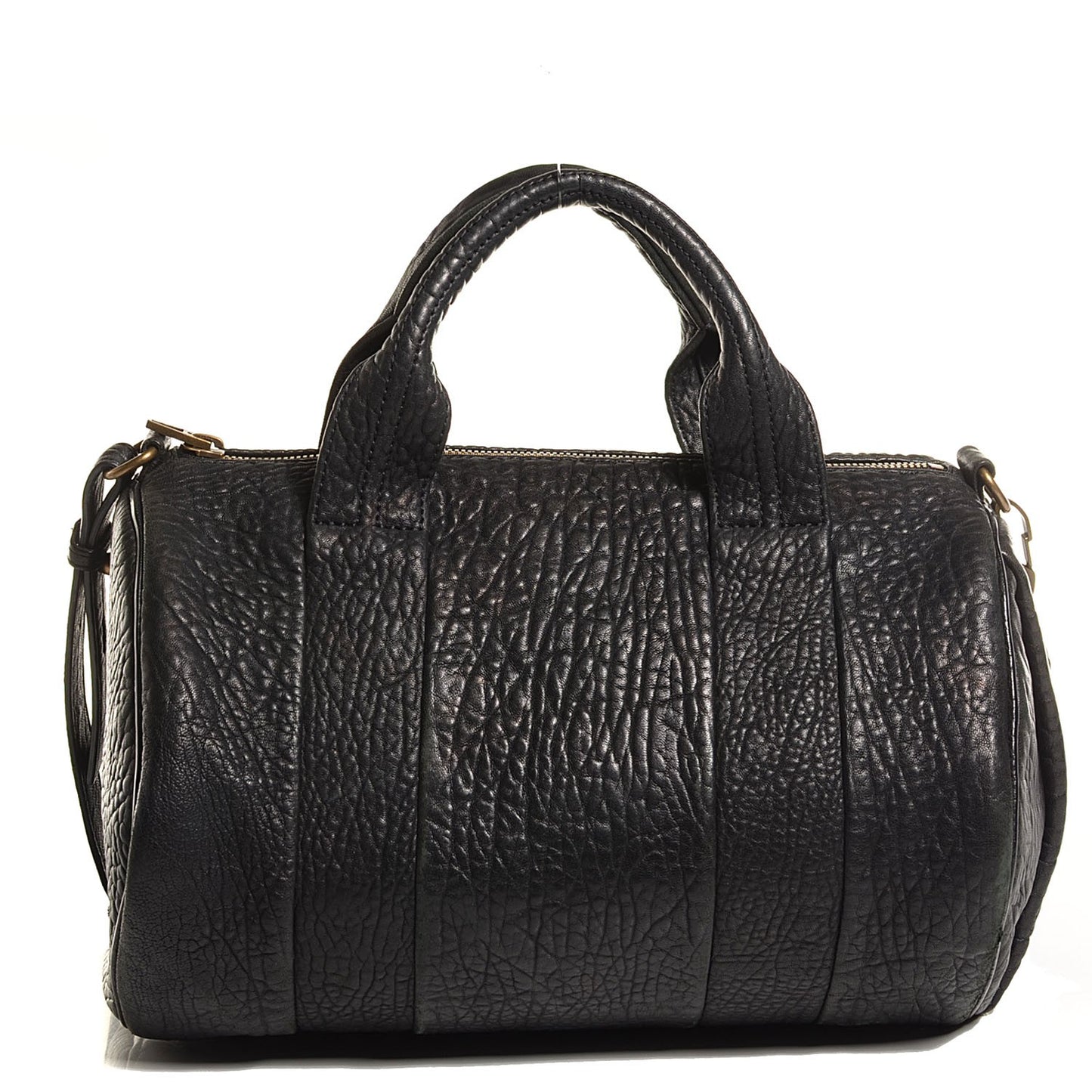 Pebbled Lambskin Rocco Black Antique Brass Hardware