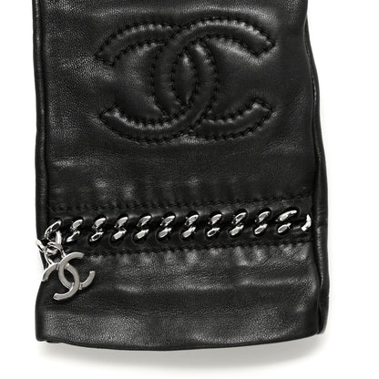 Chanel Lambskin Chain CC Glove 7 Black 4 of 5