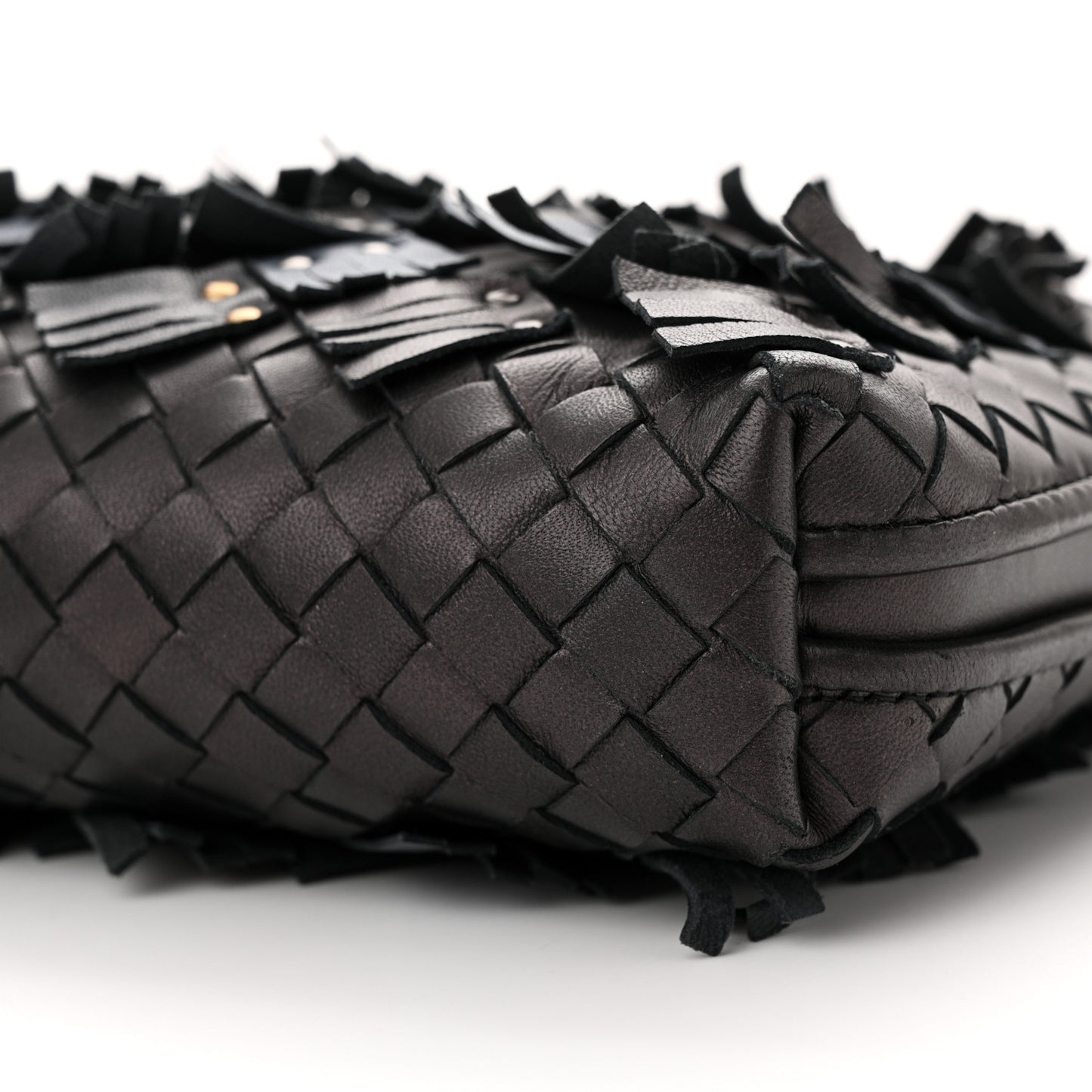 BOTTEGA VENETA Nappa Intrecciato Fringe Studded Nodini Crossbody Messenger Multicolor