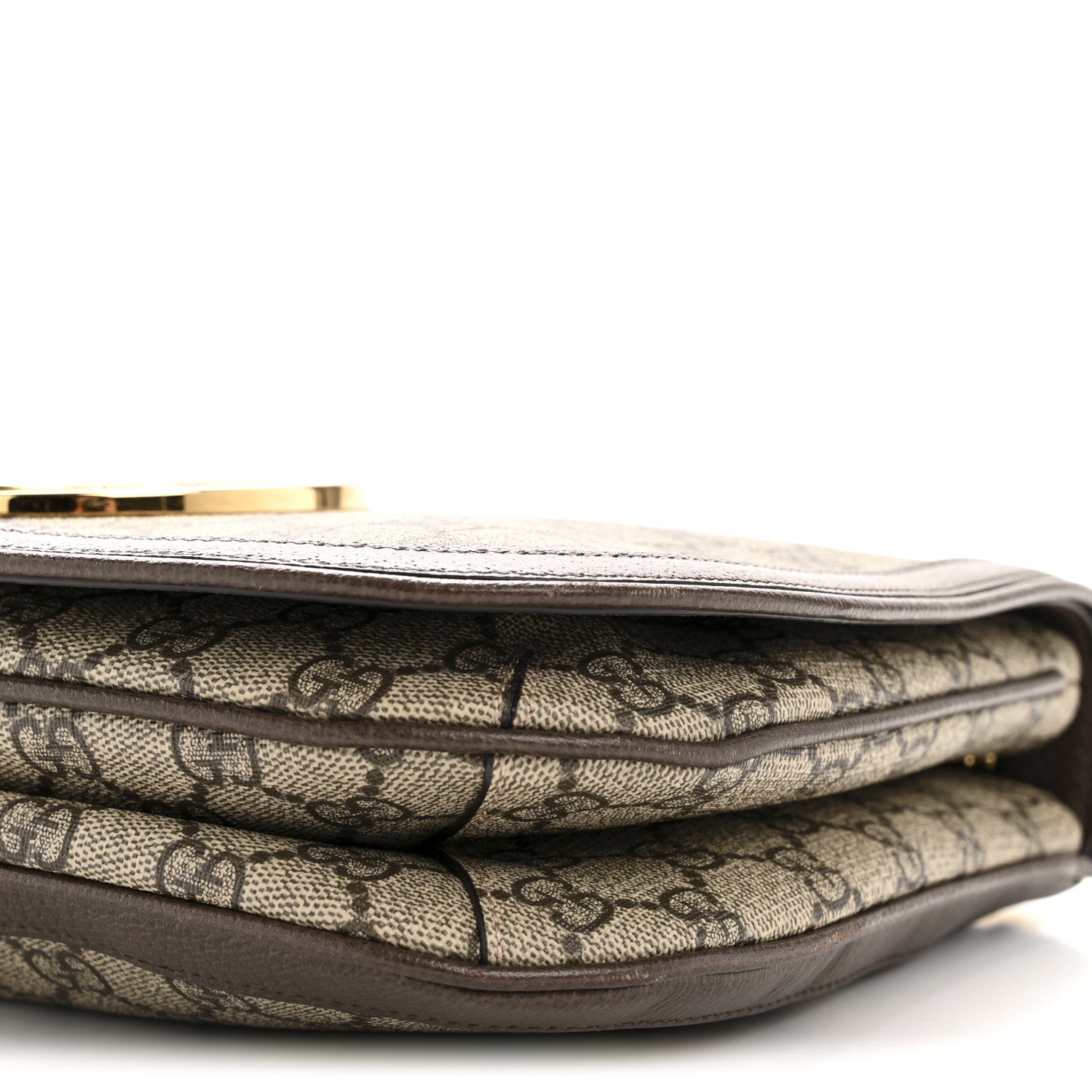 Gucci GG Supreme Monogram Textured Dollar Calfskin Web Medium Blondie Top Handle Shoulder Flap Bag Beige Ebony New Acero 10 of 12