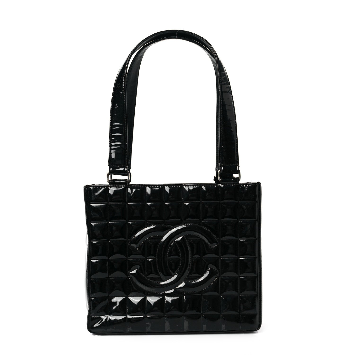Chanel Patent Quilted CC Chocolate Bar Tote Black 1 of 7