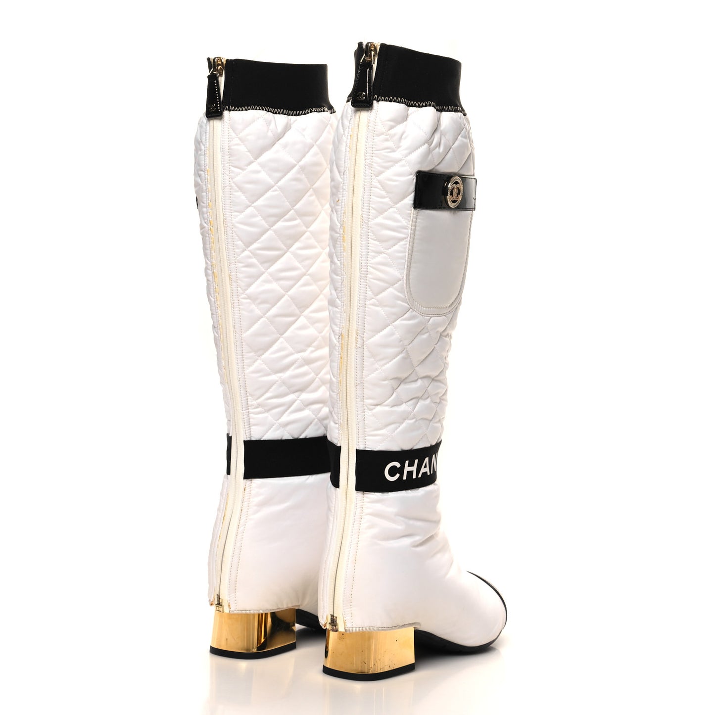 Mixed Fibers Lambskin Patent Calfskin Convertible High Boots 37.5 White