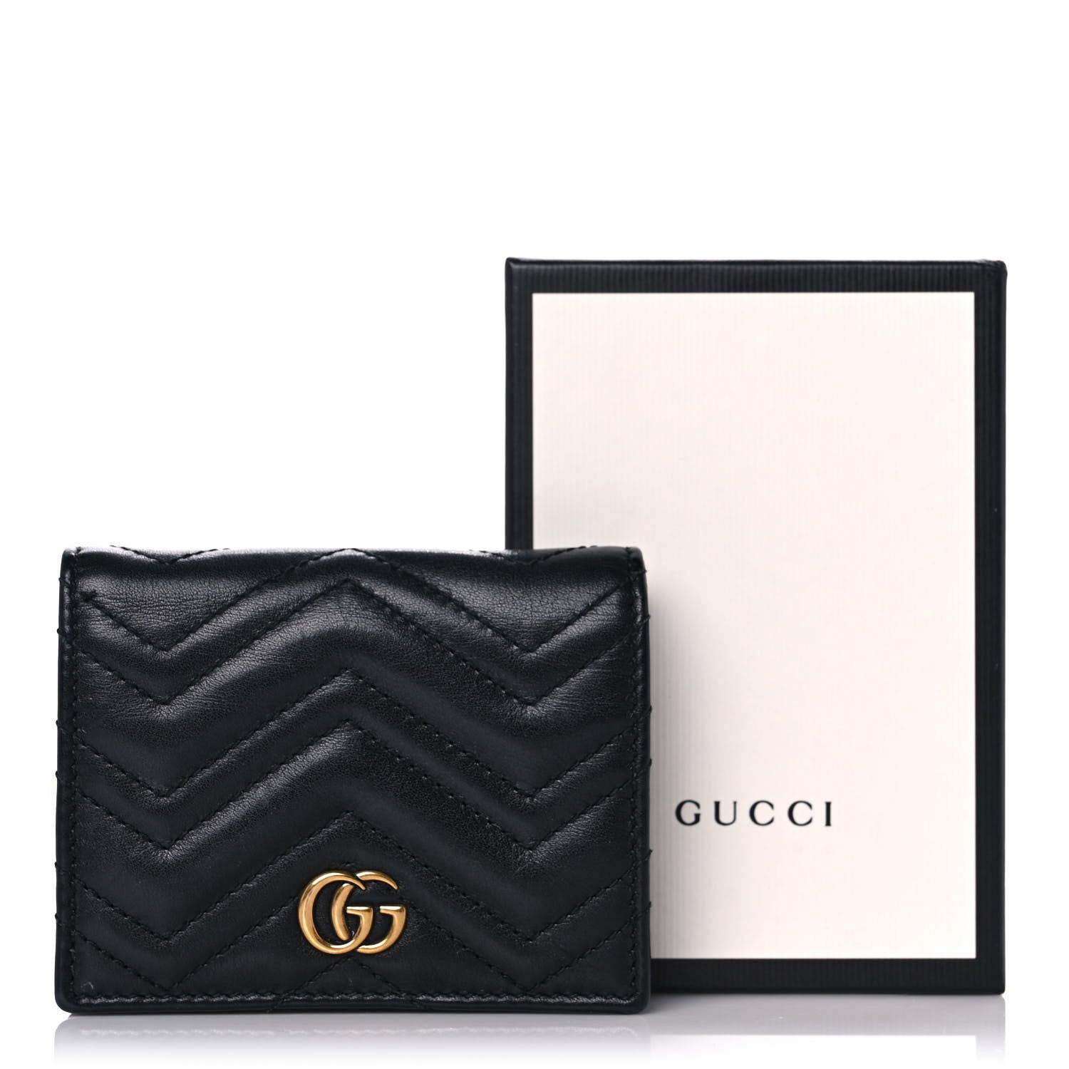 Gucci Calfskin Matelasse GG Marmont Card Case Wallet Black 13 of 13