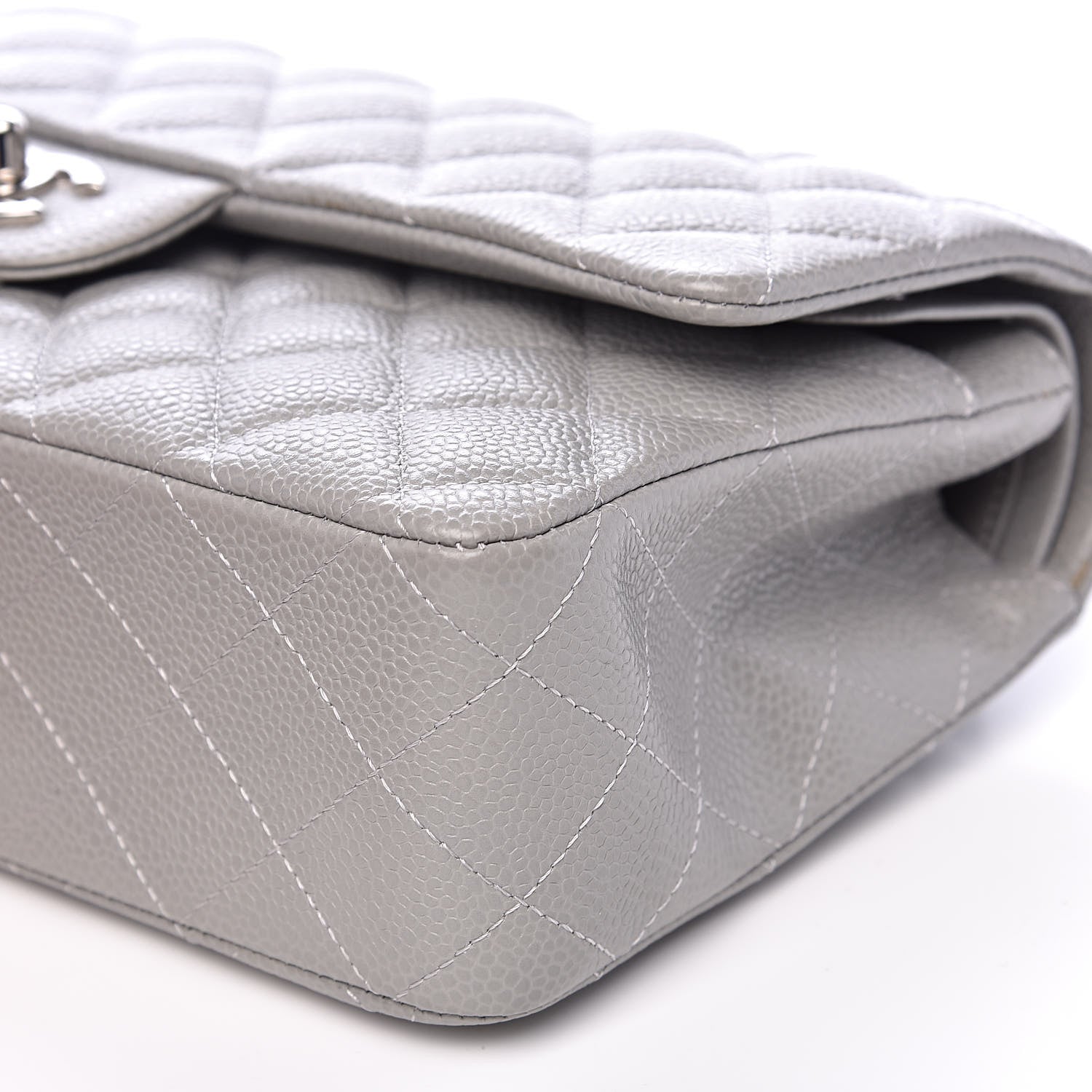 Chanel Caviar Quilted Medium Double Flap Grey 9 of 12