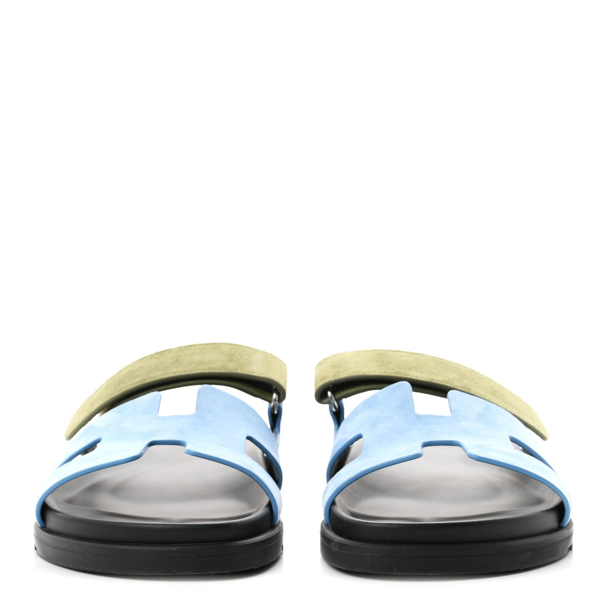 Suede Goatskin Womens Chypre Sandals 41 Bleu Cameo Vert