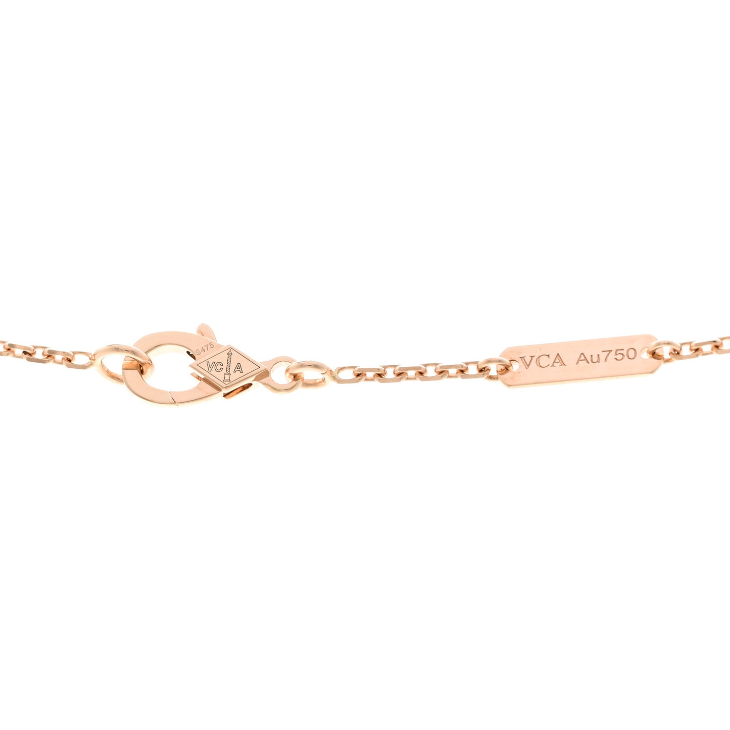 VAN CLEEF &amp; ARPELS 18K Rose Gold Diamond Pink Mother of Pearl Vintage Alhambra Pendant Necklace